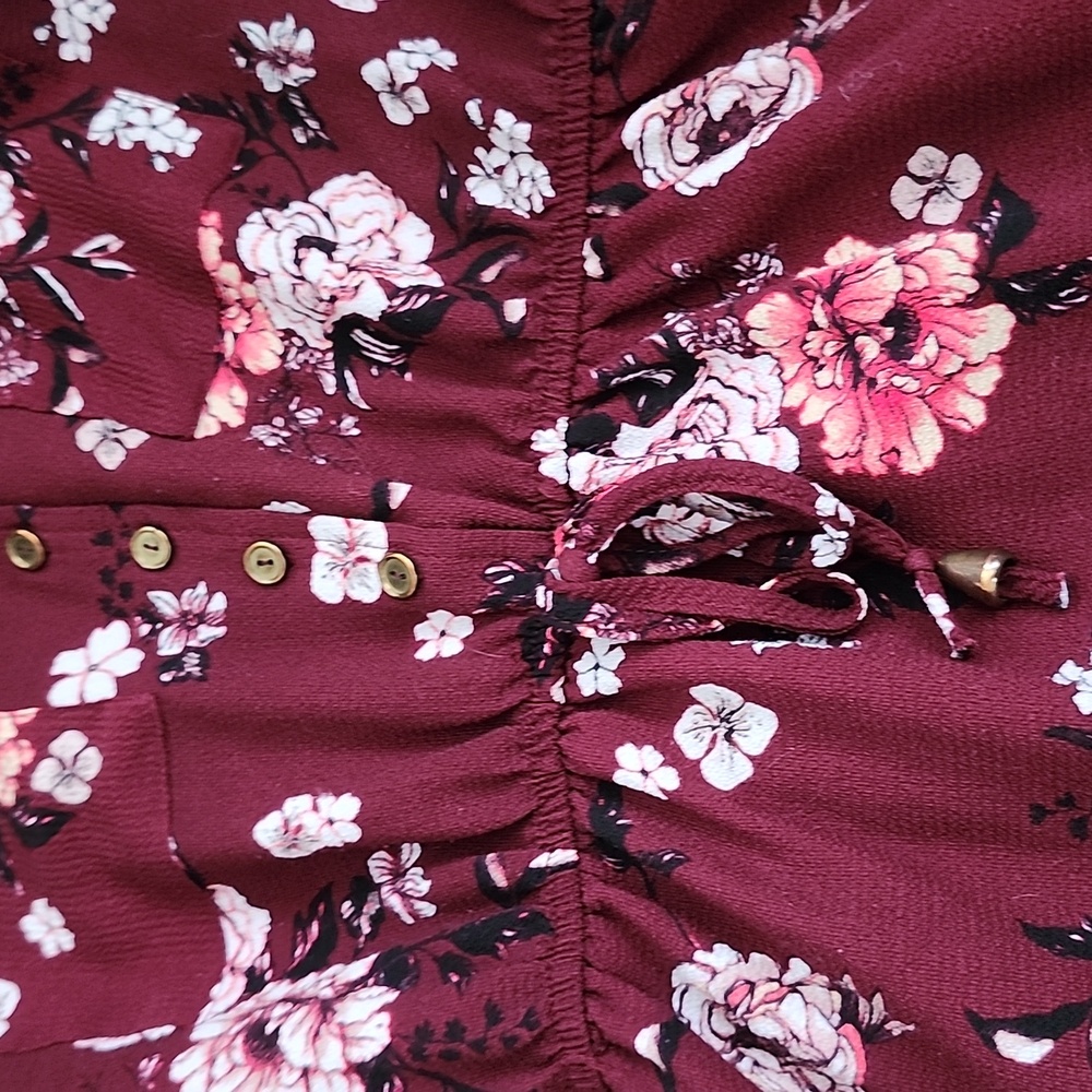 💙Ardene Size S - Beautiful NEW Burgundy Floral Patterned Dress (Lined) - Picture 2 of 5